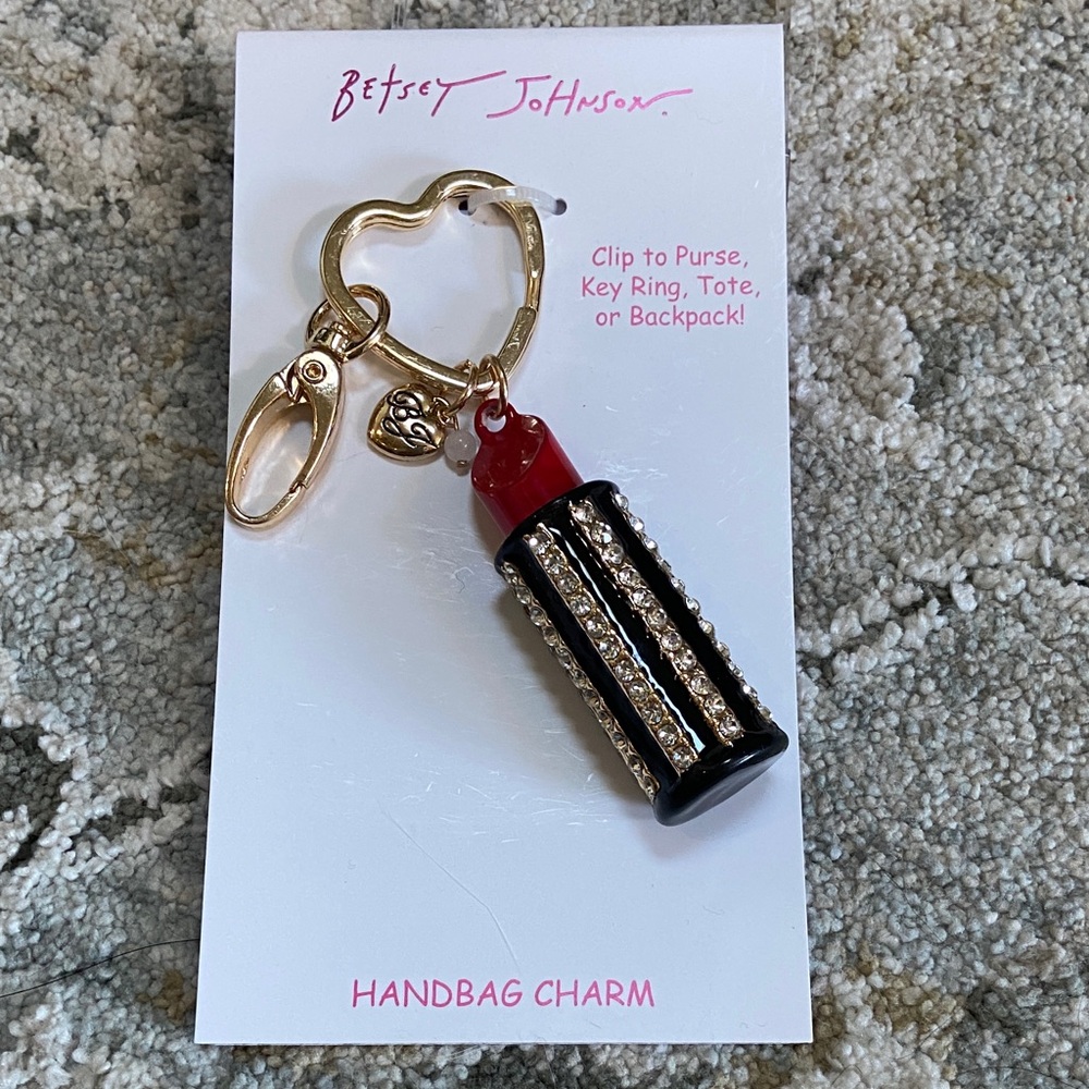 Betsey Johnson Lipstick Charm Keychain